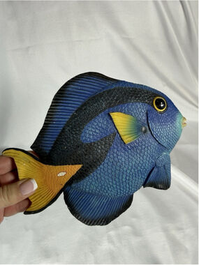 Colorful Tropical Blue Tang Fish art hang plaque home decor 2001